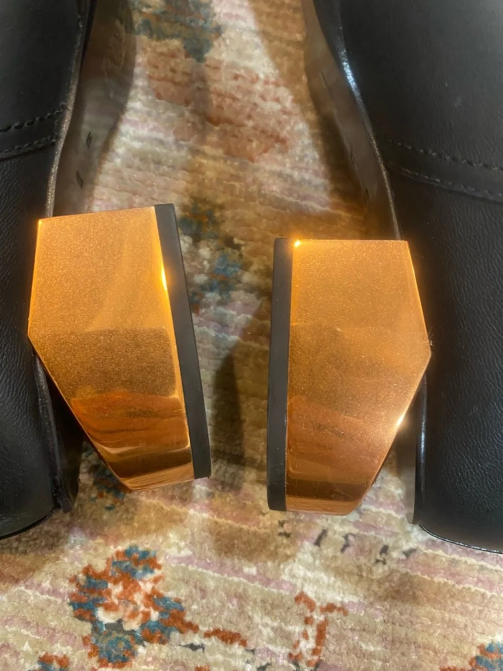 Alexander Wang Kori ankle boots featuring a distinct metallic cutout block heel - Picture 7 of 14